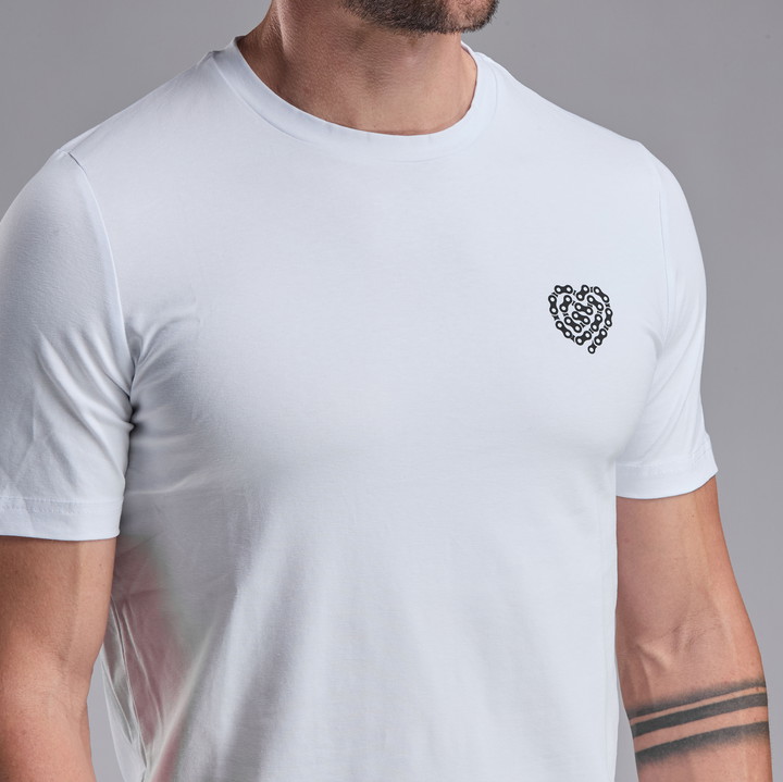 T-SHIRT LIFESTYLE EKOI HEART CHAIN  WIT/ZWART