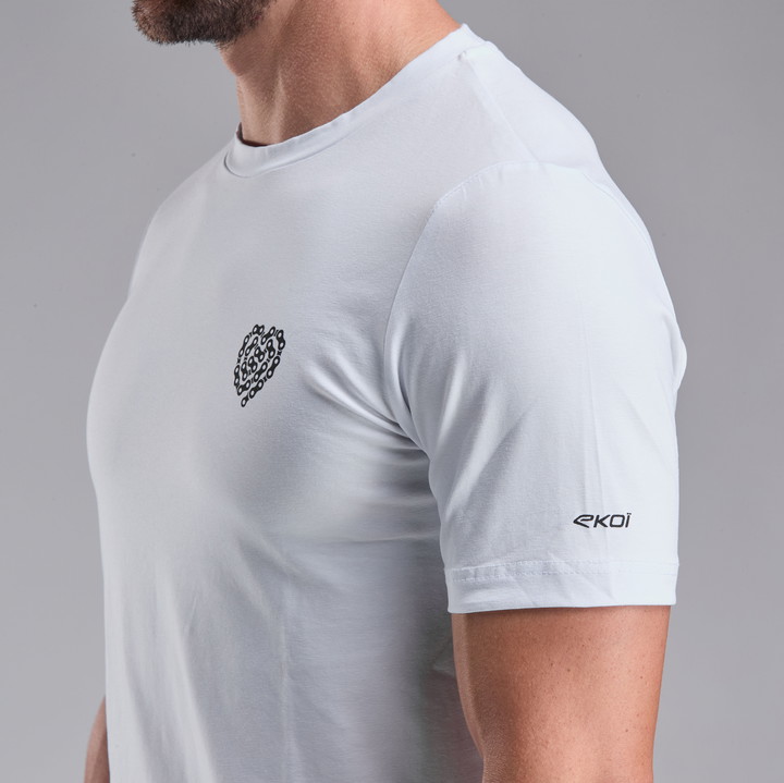 T-SHIRT LIFESTYLE EKOI HEART CHAIN  WIT/ZWART
