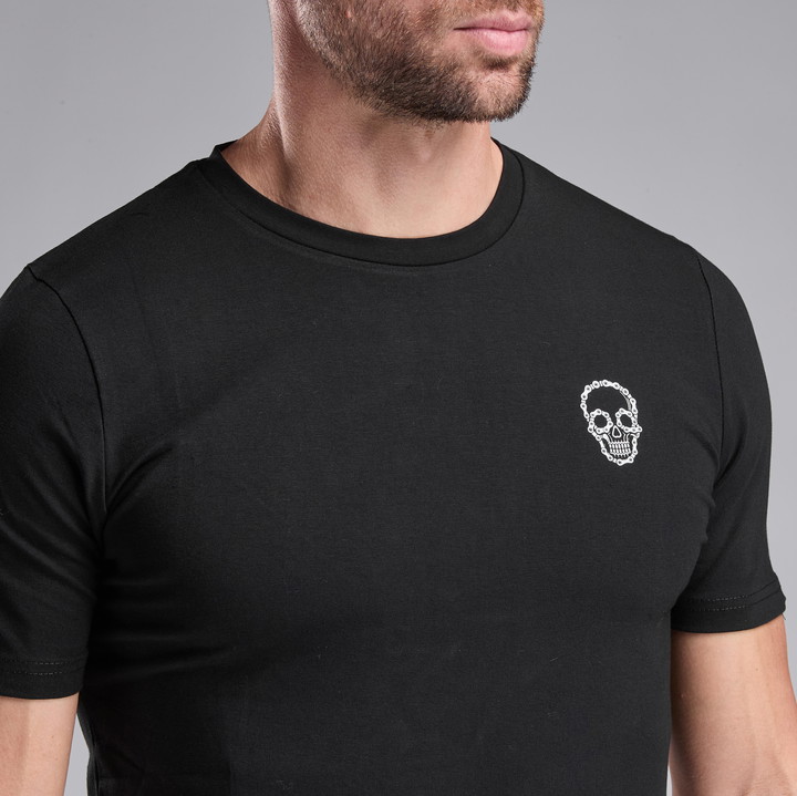 T-SHIRT LIifestyle EKOI CHAIN SKULL Czarny