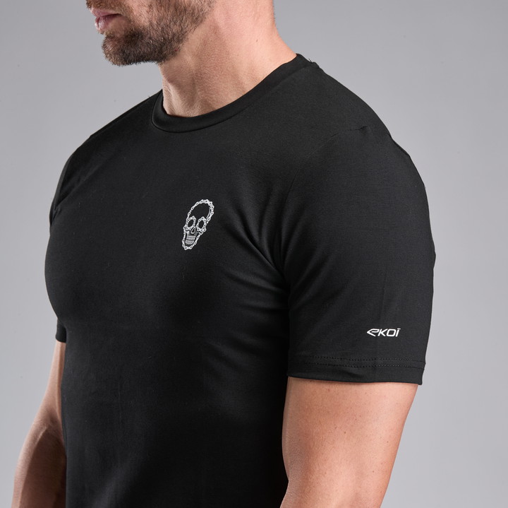 T-SHIRT LIFESTYLE EKOI CHAIN SKULL ZWART