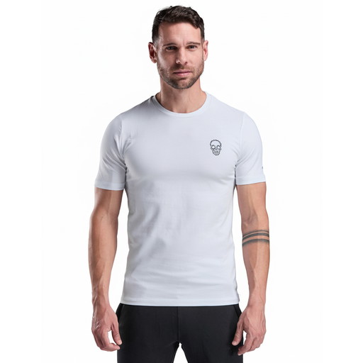 T-SHIRT LIFESTYLE EKOI CHAIN SKULL HVID