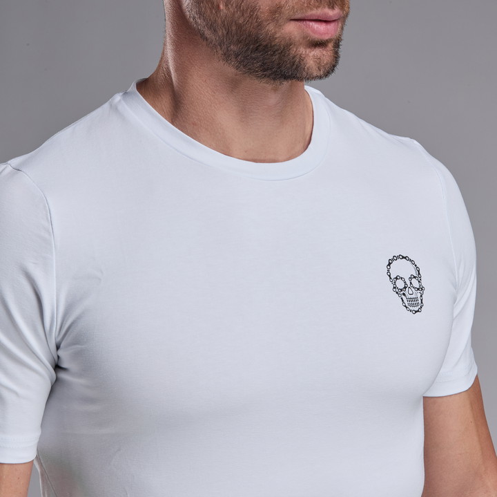T-SHIRT LIFESTYLE EKOI CHAIN SKULL WEISS