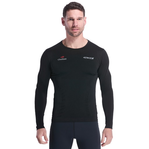T-shirt de corrida EKOI Racing RUN OUTLAST mangas compridas Preto