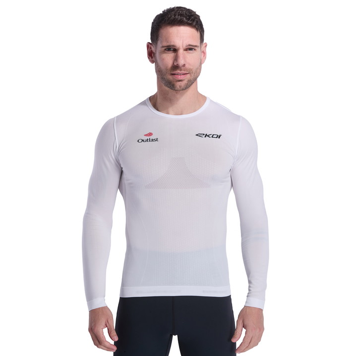 T-SHIRT MET LANGE MOUWEN EKOI RUN RACING OUTLAST WIT