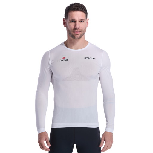 T-shirt de corrida EKOI Racing RUN OUTLAST mangas compridas Branco
