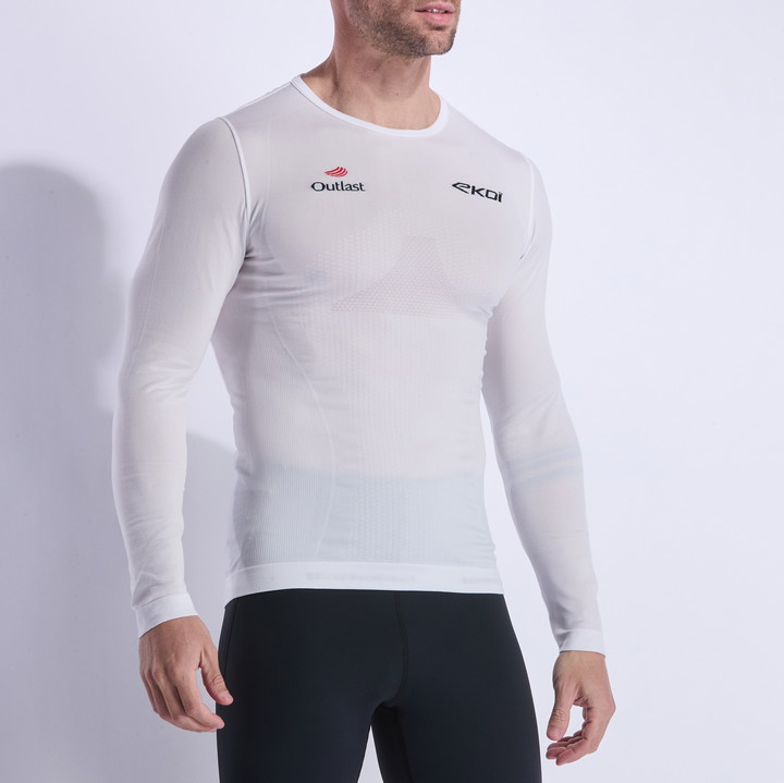T-SHIRT LÅNGÄRMAD EKOI RUN RACING OUTLAST VIT