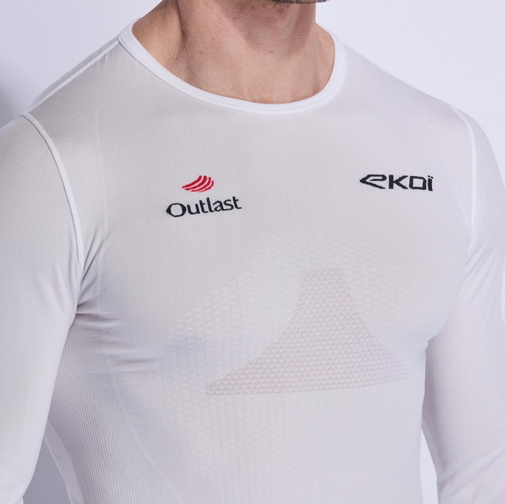 LANGARM-T-SHIRT EKOI RUN RACING OUTLAST WEISS