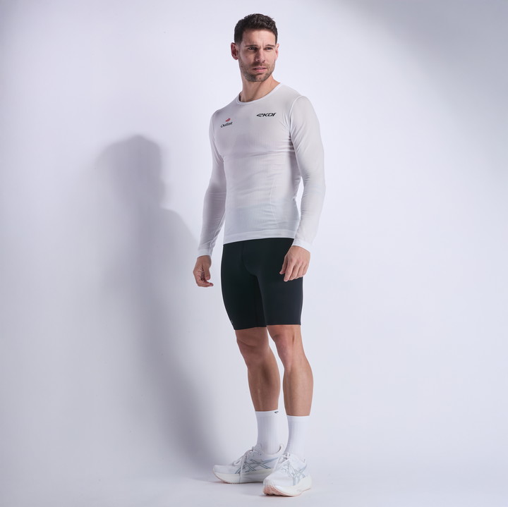 T-SHIRT MET LANGE MOUWEN EKOI RUN RACING OUTLAST WIT
