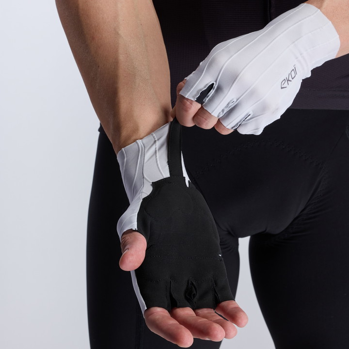 Gants vélo EKOI Racing Aero PRO Poron®Blanc
