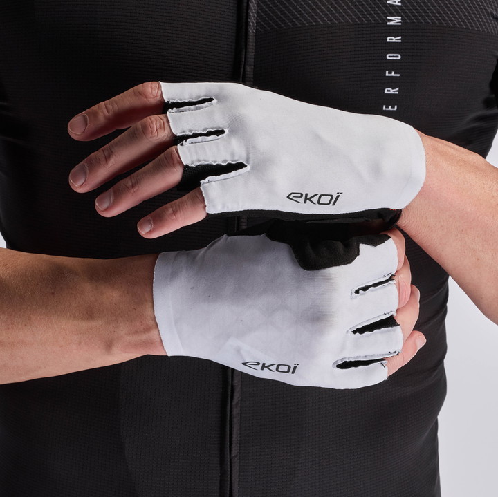 Gants vélo EKOI Racing OUTLAST® Poron® Blanc