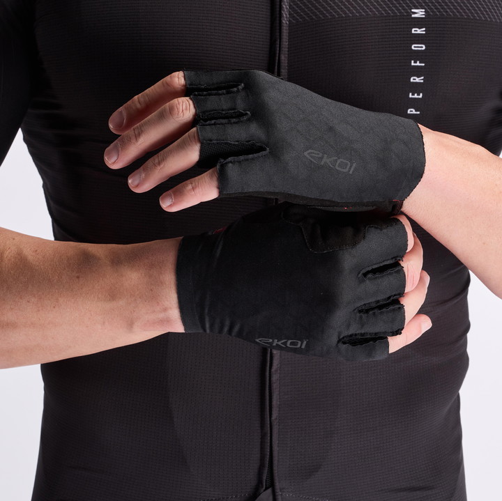 Gants vélo EKOI Racing OUTLAST® Poron® Noir