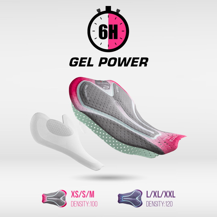 Cuissard femme EKOI Perf GEL POWER PIXEL sans bretelles Lilas