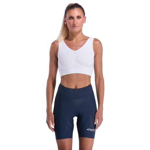 Dames GEL POWER zonder bretels fietsshort EKOI Perf marineblauw
