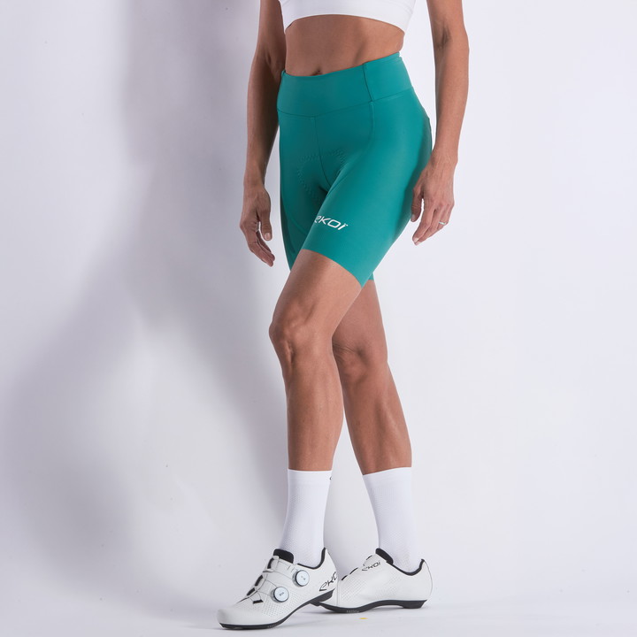 CUISSARD Femme EKOI PERF GEL POWER SANS BRETELLES COURT VERT AZUR