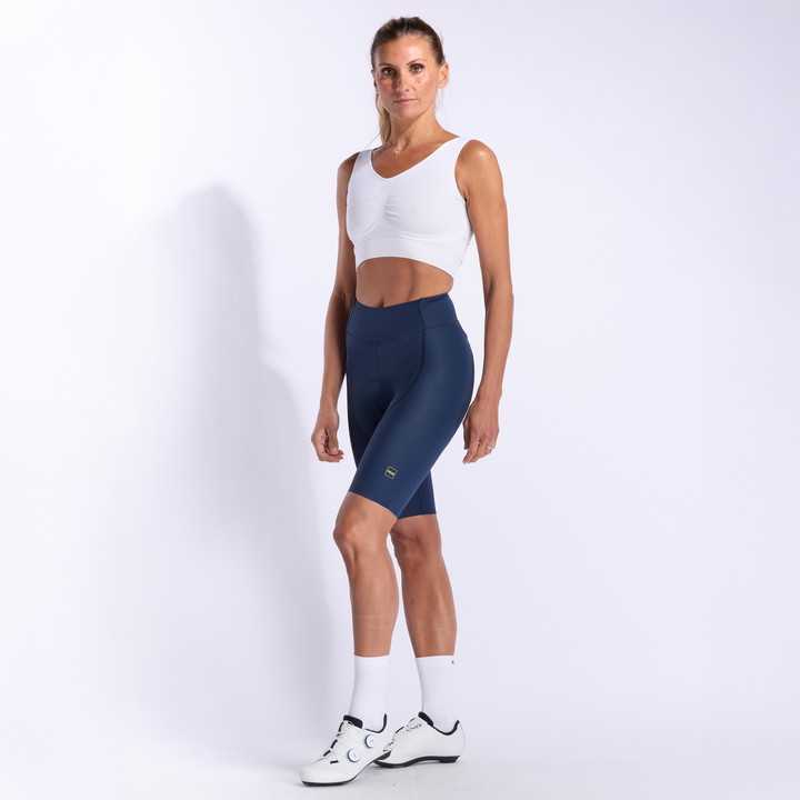 Pantaloncino da ciclismo donna EKOI Perf GEL POWER PIXEL senza bretelle blu marine
