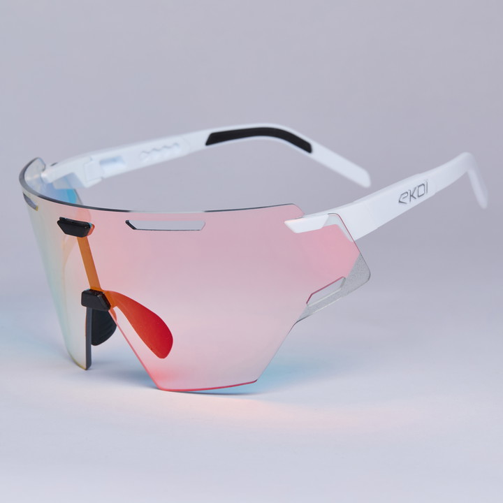 Occhiali da ciclismo EKOI Racing ARIA Bianco Argento PH Rosso Chiaro Cat. 1-3
