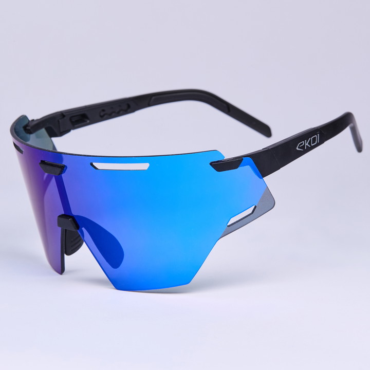Lunettes EKOI Racing ARIA Noir Silver REVO Bleu Cat3