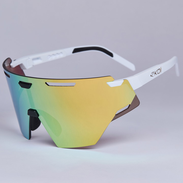 Lunettes EKOI Racing ARIA Blanc Gold REVO Gold Cat3