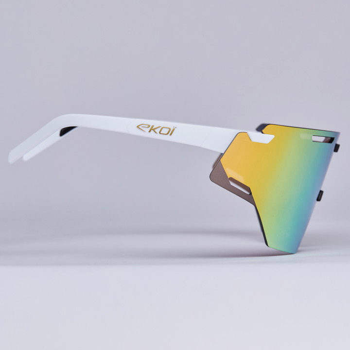 Lunettes EKOI Racing ARIA Blanc Gold REVO Gold Cat3