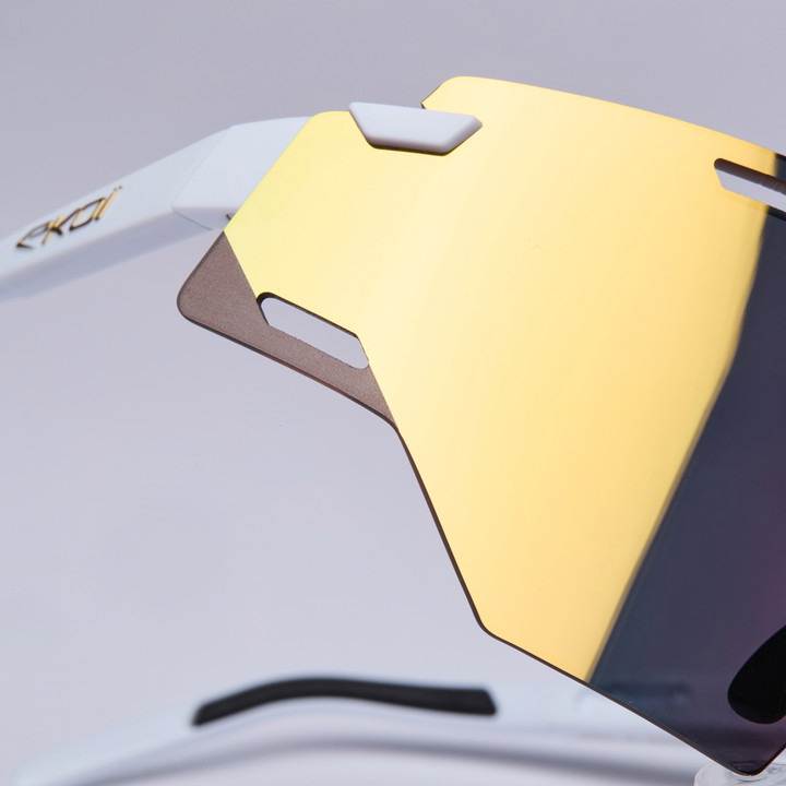 Lunettes EKOI Racing ARIA Blanc Gold REVO Gold Cat3