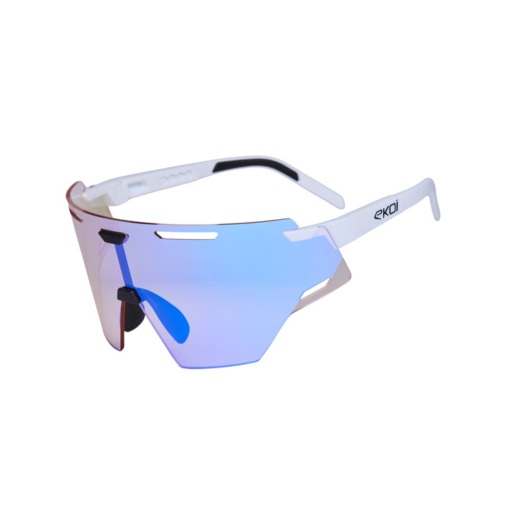 Lunettes EKOI Racing ARIA Blanc Noir ICE Blue Cat1