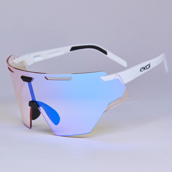 Lunettes EKOI Racing ARIA Blanc Noir ICE Blue Cat1