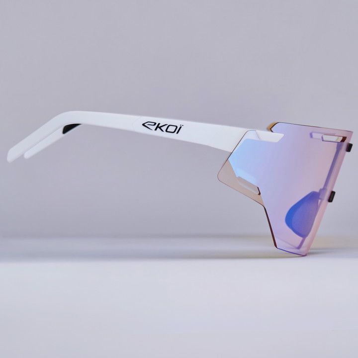Lunettes EKOI Racing ARIA Blanc Noir ICE Blue Cat1