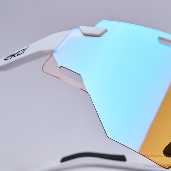 Lunettes EKOI Racing ARIA Blanc Noir ICE Blue Cat1