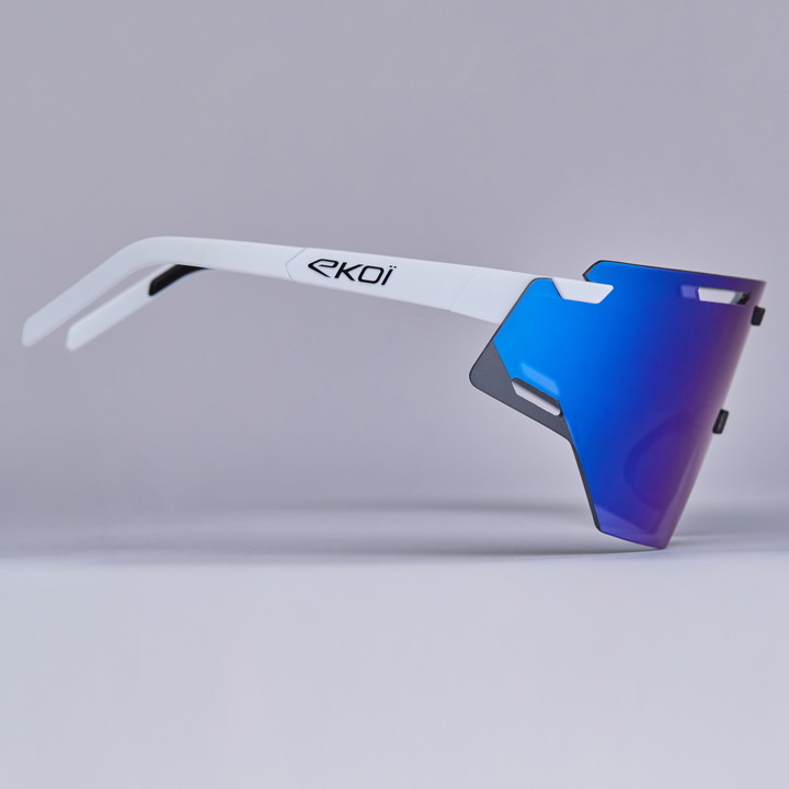 Okulary kolarskie EKOI Racing ARIA biało-czarne REVO Blue kat. 3