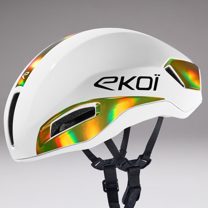 Casco EKOI Racing R-AERO LTD Blanco Holo Gold