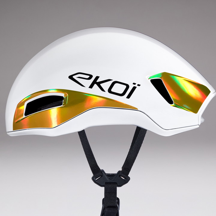 Casco EKOI Racing R-AERO LTD Blanco Holo Gold