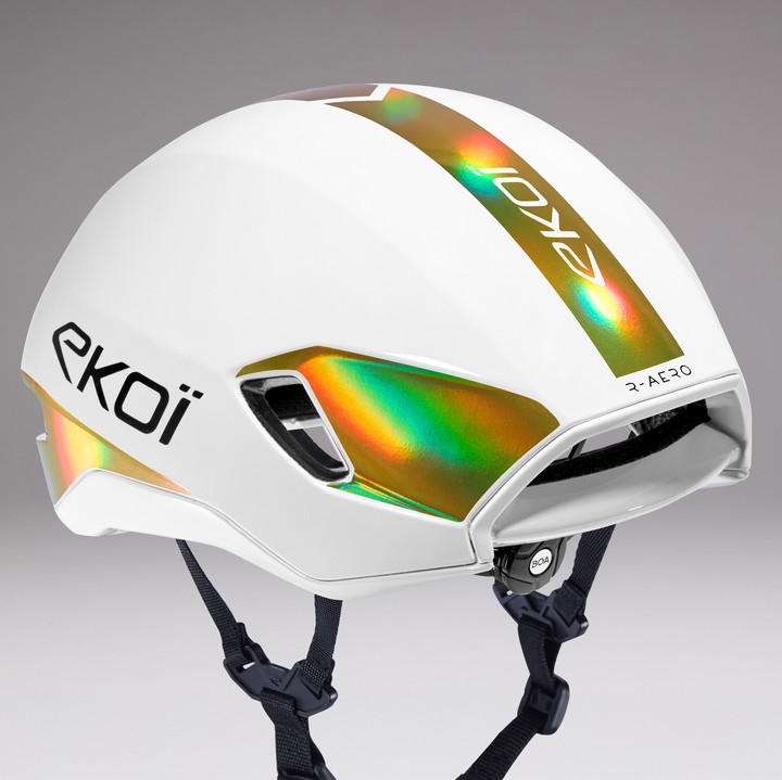Casco EKOI Racing R-AERO LTD Blanco Holo Gold