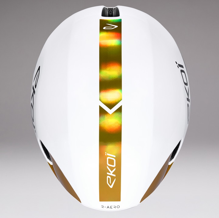 Casco EKOI Racing R-AERO LTD Blanco Holo Gold