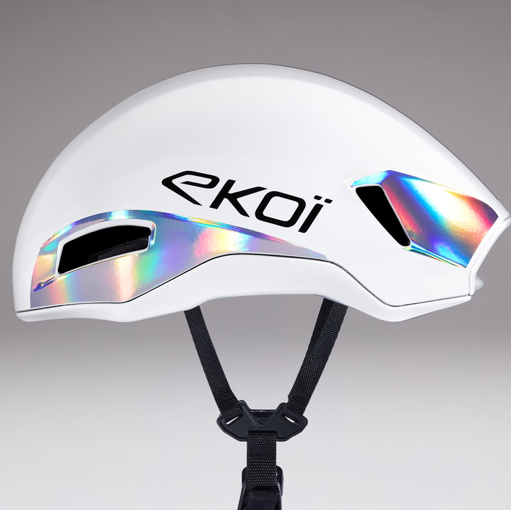 Casco EKOI Racing R-AERO LTD Blanco Holo Silver