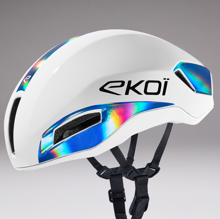 Casco EKOI Racing R-AERO LTD Blanco Holo Azul