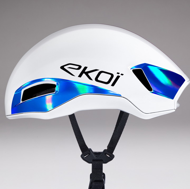 Casco EKOI Racing R-AERO LTD Blanco Holo Azul