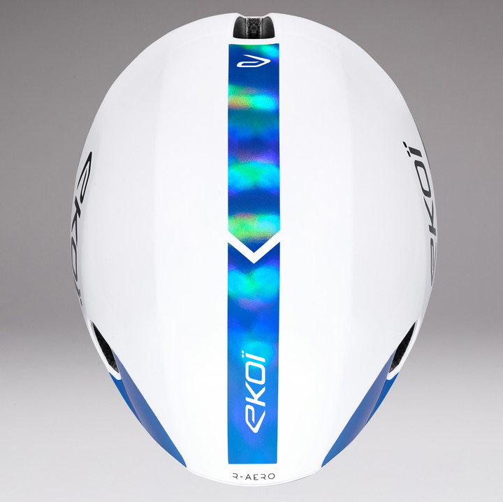 Casco EKOI Racing R-AERO LTD Blanco Holo Azul