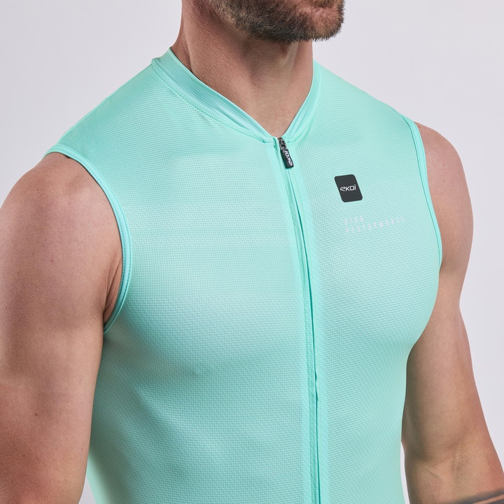 Cyklistický dres EKOI Perf STREAMLINE bez rukávů mátový