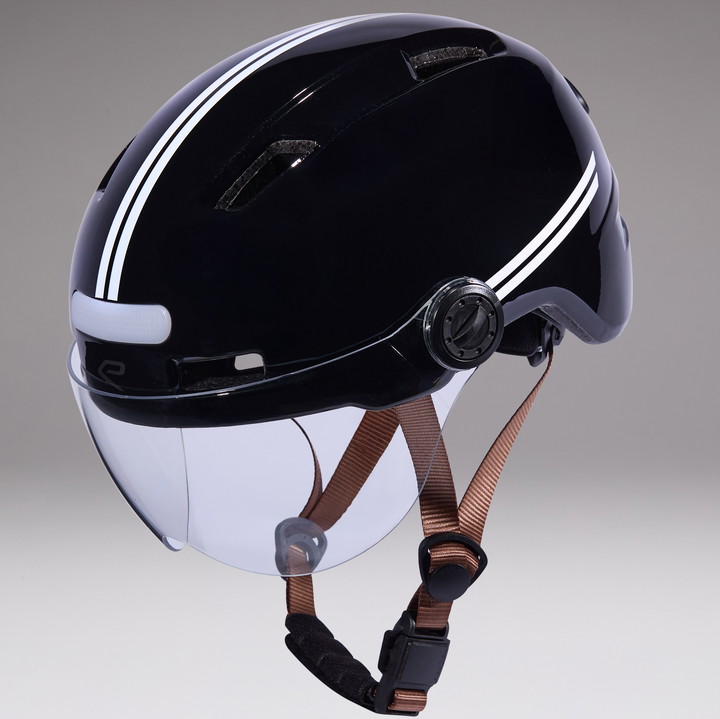 Casque urbain EKOI CITY STYLE LTD STRIPES Ecran Black Reflective 