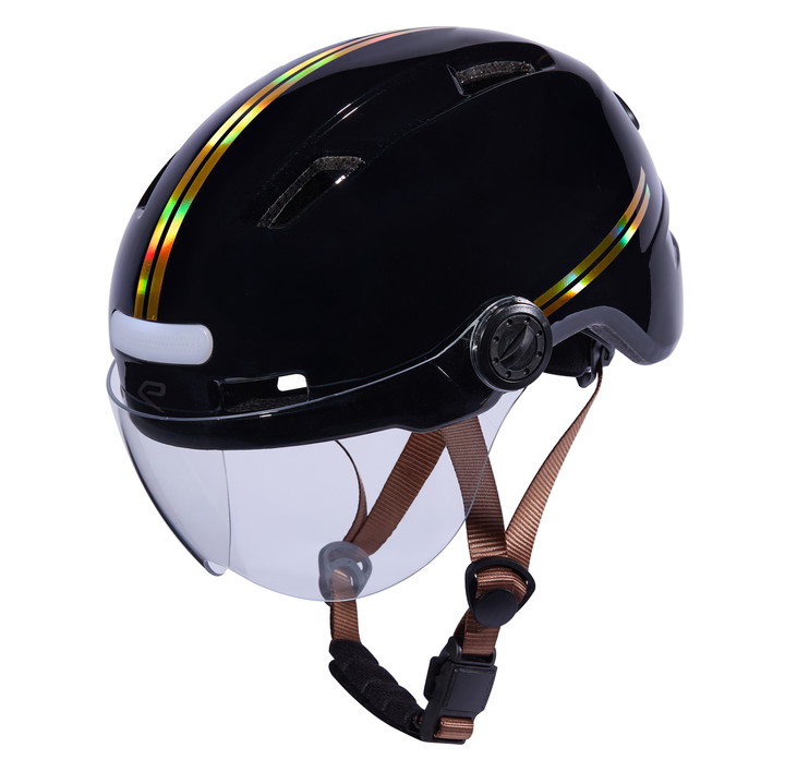 Casque urbain EKOI CITY STYLE LTD STRIPES Ecran Black Holo Gold