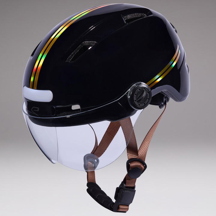 Casque urbain EKOI CITY STYLE LTD STRIPES Ecran Black Holo Gold