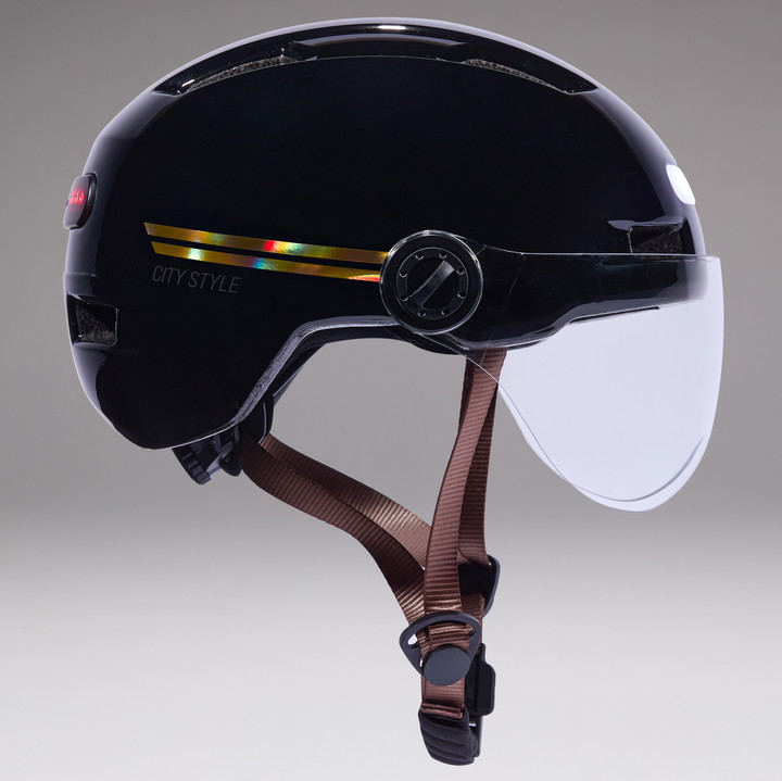 Casque urbain EKOI CITY STYLE LTD STRIPES Ecran Black Holo Gold