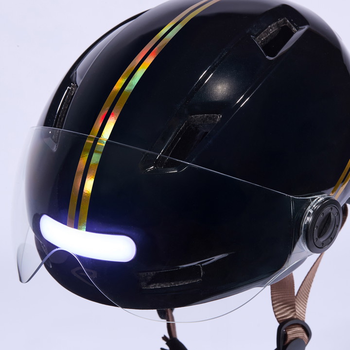 Casque urbain EKOI CITY STYLE LTD STRIPES Ecran Black Holo Gold