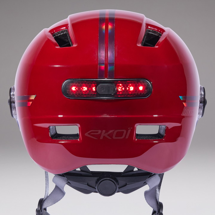 Casque urbain EKOI CITY STYLE LTD STRIPES Ecran Red Holo Red