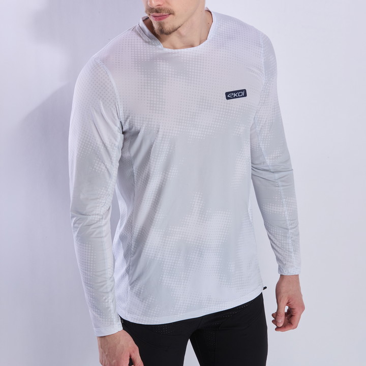 Langarm-Radtrikot EKOI PERF RUSH TYE AND DYE TOPO Weiß