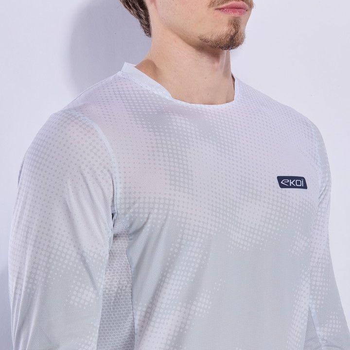 Langarm-Radtrikot EKOI PERF RUSH TYE AND DYE TOPO Weiß