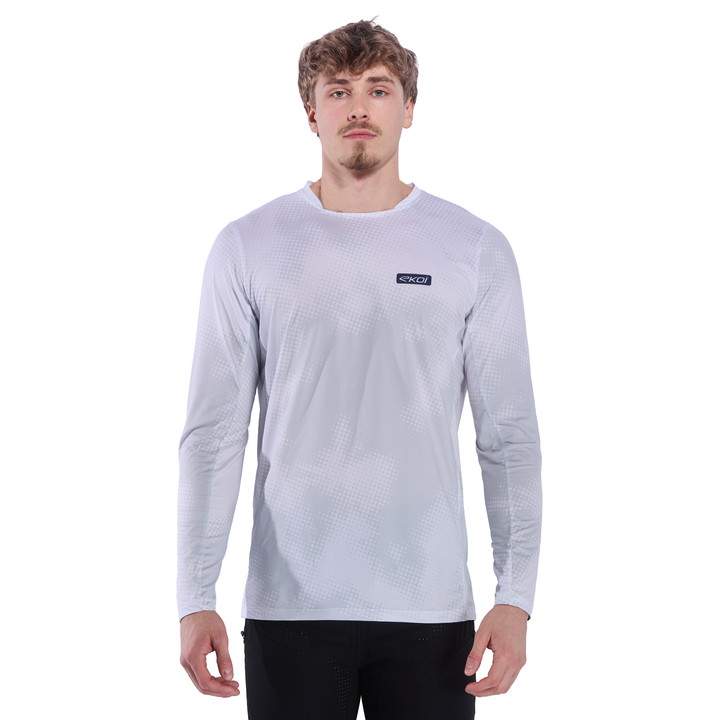 Langarm-Radtrikot EKOI PERF RUSH TYE AND DYE TOPO Weiß
