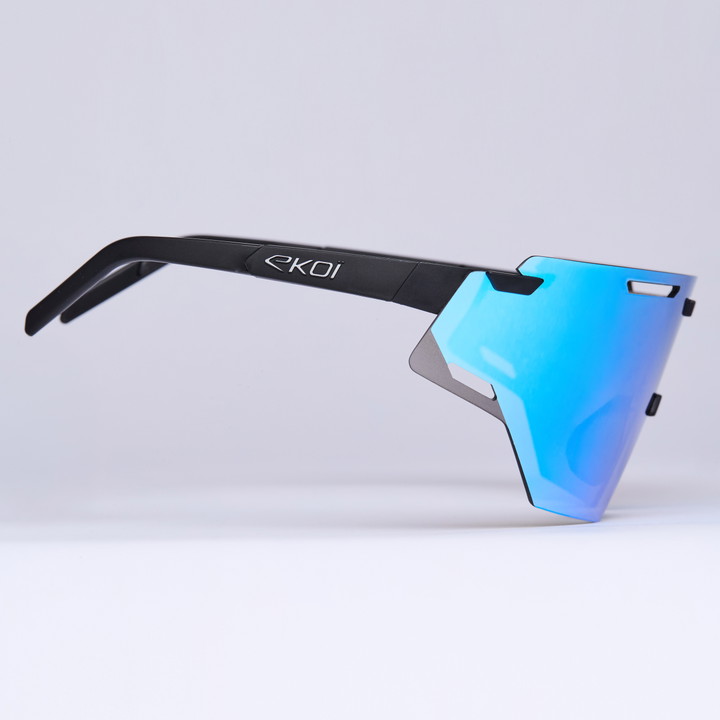 ARIA Bril EKOI Racing Zwart Full REVO Turkoois Cat3