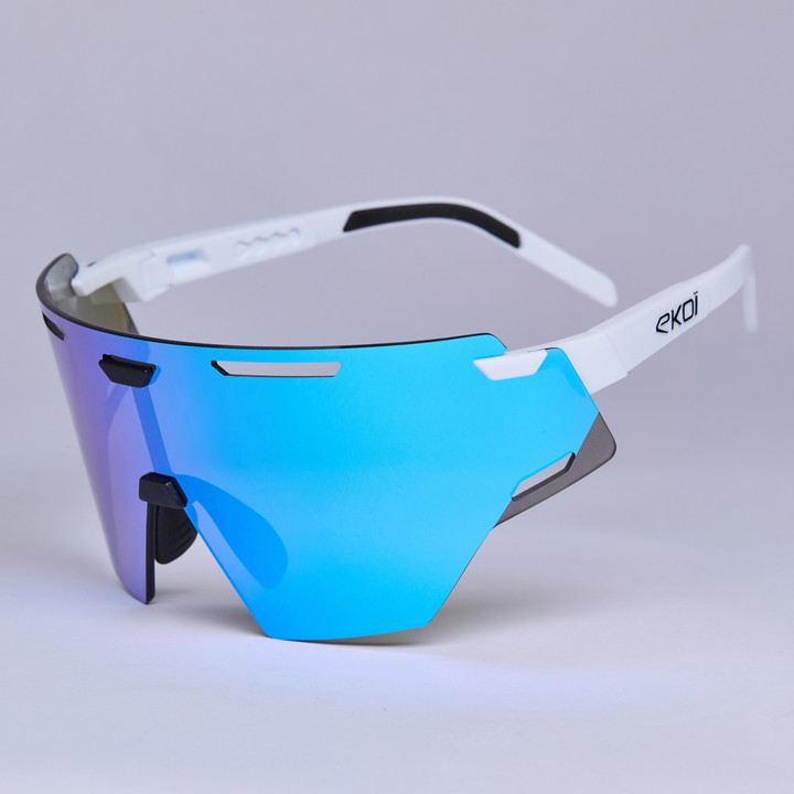 ARIA Bril EKOI Racing Wit Zwart Full REVO Turquoise Cat3