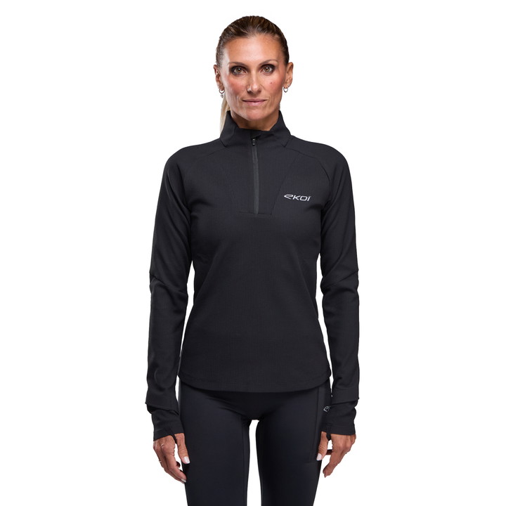 SWEAT FEMME ML COL MONTANT 1/2 ZIP EKOI RUN PERF HIGH